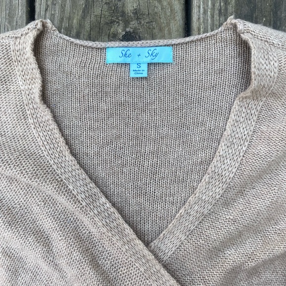 Soft Cozy Wrap-Front Sweater in Oatmeal - Picture 4 of 8